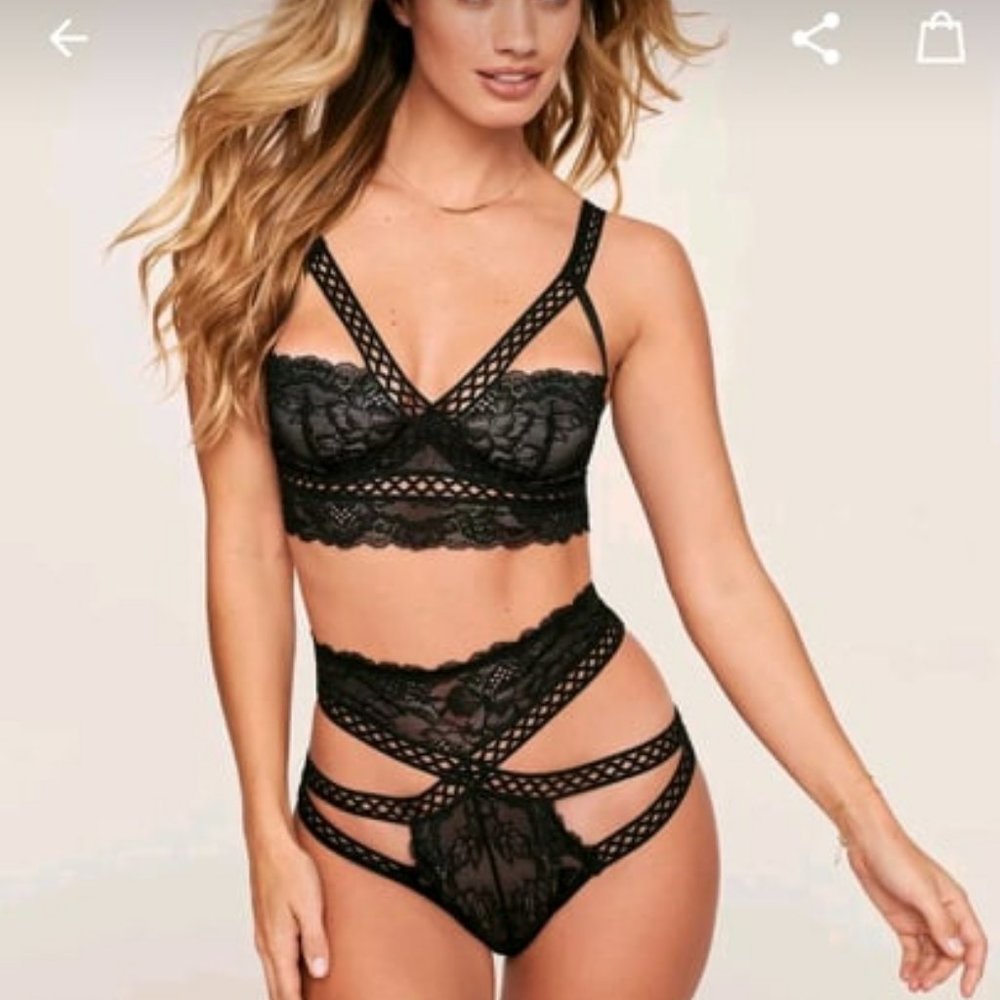 Adore Me Verana Unlined Balck Set Lingerie